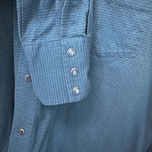 Wrangler Western Shirt Mens Large Blue Embroidered Pearl Snap - Picture 5 of 6